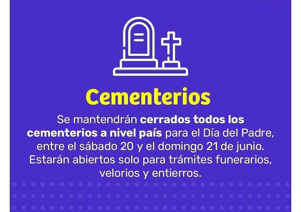 Cementerios estarán cerrados todo el fin de semana para evitar alta afluencia por Día del Padre